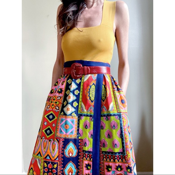 1960s Carrie couture quilted patchwork skirt - Picture 8 of 13